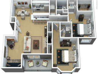Grandteton with den Floor Plan at Eagle Ridge Apartments, Monroeville, PA