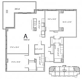 Floor plan of a 2 bed, 2 bath apartment at Amesbury Gate in Bedford, NS