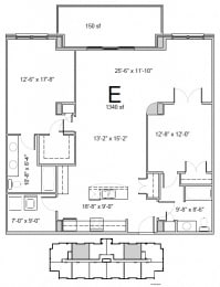 Floor plan of a 2 bed, 2 bath apartment at Amesbury Gate in Bedford, NS