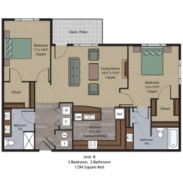  Floor Plan 2 Bedroom Unit B