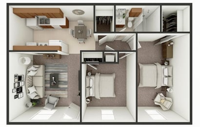 two bedroom apt floor plan