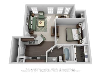 661 sq.ft. One Bed One Bath