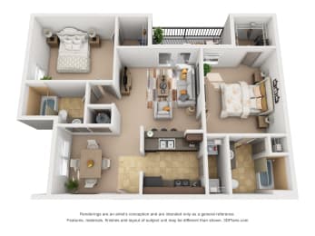 967 sq.ft. Two Bed Two Bath