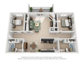 1092 sq.ft. Two Bed Two Bath