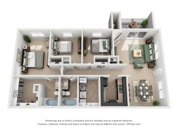 1252 sq.ft. Three Bed Two Bath