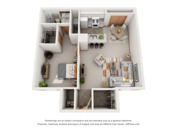 770 sq.ft. One Bed One Bath