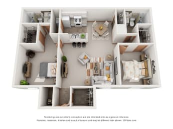 957 sq.ft. Two Bed Two Bath