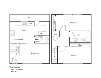  Floor Plan 2 BEDROOM 1140 SQUARE FEET
