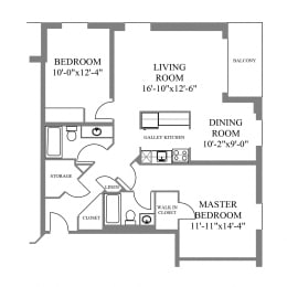 Floor Plan  The Bellevue 2 Bedroom Corner Suite