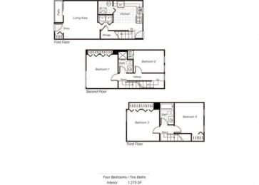 Floor Plan  Townhome floor plan at Parklane Apartments in Gaithersburg MD