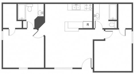 B1 Floor Plan at The Collection Lady Bird Lake, Austin, TX