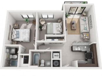 3d 2 bedroom floor plan | District West Gables Apartments in West Miami, Florida
