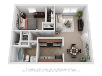 726 sq.ft. One Bed One Bath