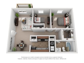 870 sq.ft. Two Bed Two Bath