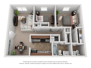 926 sq.ft. Two Bed Two Bath