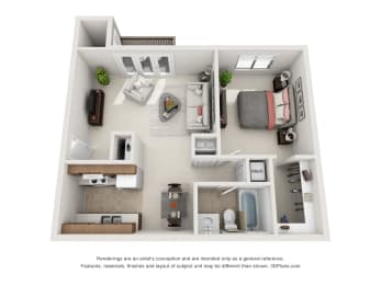 720 sq.ft. One Bed One Bath
