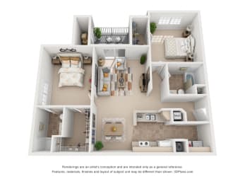 1188 sq.ft. Two Bed Two Bath
