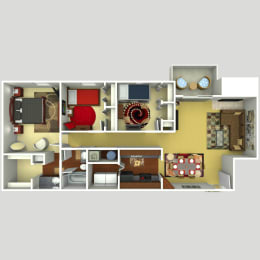Floor Plan  3 Bedroom 1 Bath