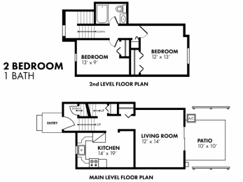  Floor Plan Two Bedroom One Bathroom