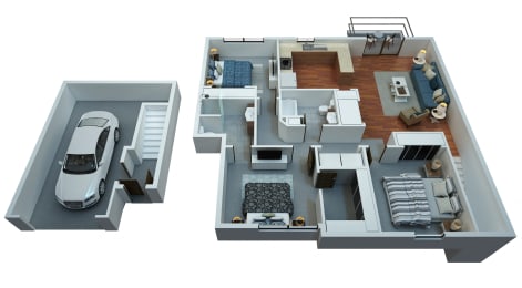 Floor Plan 3 Bedrooms / 2 1/2 Bathrooms Townhome
