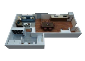  Floor Plan Studio Bedroom / 1 Bathroom