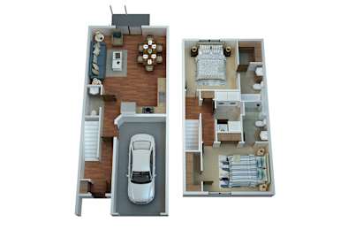  Floor Plan 2 Bedrooms 2.5 Bathrooms Townhome