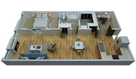  Floor Plan 1 Bedroom / 1 Bathroom /w Den