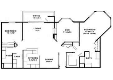  Floor Plan 2 Bedrooms / 2 Bathrooms /w Den