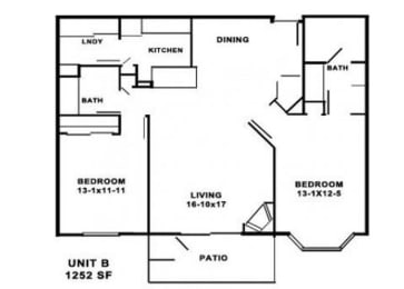  Floor Plan 2 Bedrooms / 2 Bathrooms