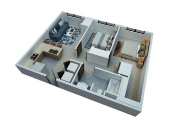  Floor Plan 2 Bedrooms / 1 Bathroom