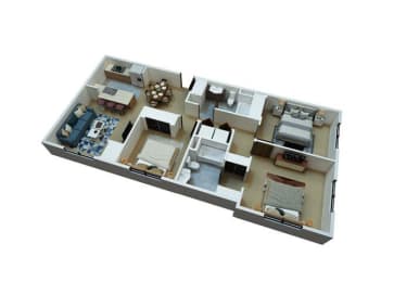  Floor Plan 3 Bedrooms / 2 Bathrooms