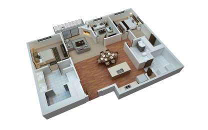  Floor Plan 2 Bed 2 Bath + Den