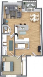  Floor Plan 1 Bedroom / 1 Bathroom