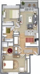  Floor Plan 2 Bedrooms / 2 Bathrooms