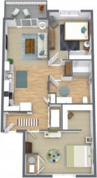  Floor Plan 2 Bedrooms / 1 Bathroom