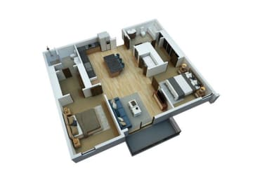  Floor Plan 2 Bedrooms / 2 Bathrooms