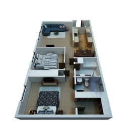  Floor Plan 2 Bedrooms / 2 Bathrooms