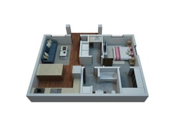  Floor Plan 1 Bedroom / 1 Bathroom Townhome