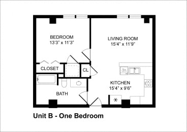  Floor Plan 1 Bedroom / 1 Bathroom
