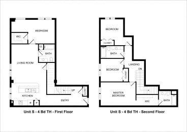  Floor Plan 4 Bedrooms / 2 Bathrooms Townhome