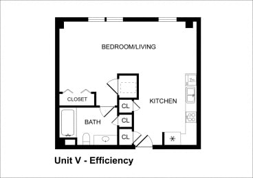  Floor Plan Studio Bedroom / 1 Bathroom