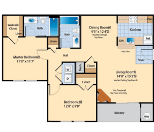 B2 Floor Plan at The Fields of Chantilly, Virginia