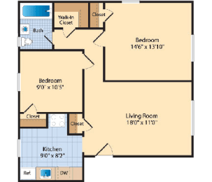 B2 Floor Plan at The Fields of Silver Spring, Silver Spring, 20902