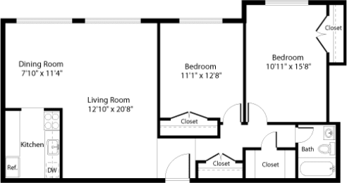 B1 Floor Plan at The Fields of Arlington, Arlington