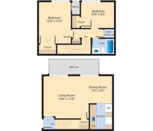 B4 Floor Plan at The Fields of Alexandria, Alexandria, VA, 22304