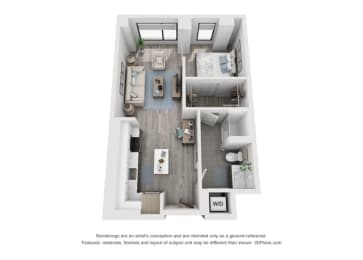 Studio 1 bath H at Residences at Addison Clark, Chicago