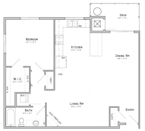 Floor Plan  One bedroom layout-Peony floor plan for rent at WH Flats in South Lincoln NE