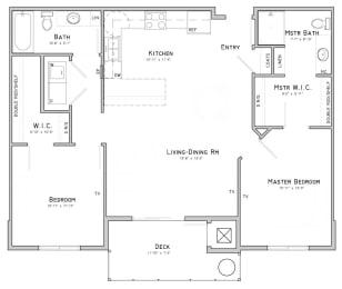 Floor Plan  Two bedroom apartment-Magnolia floor plan for rent at WH Flats in south Lincoln NE