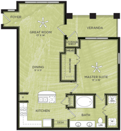 1 Bedroom 1 Bathroom Floor Plan