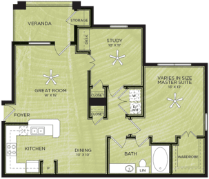 1 Bedroom 1 Bathroom Floor Plan